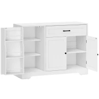 HOMCOM Aparador de cozinha moderno com gaveta, prateleiras ajustáveis, pequena despensa de cozinha com compartimentos na porta, Branco(m-1)