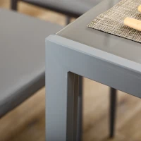 Homcom Set Pranz 5 piese: Masa si 4 Scaune Gri pentru Bucatarie(m-8)