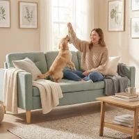 HOMCOM 3 Seater Sofa, 169cm Couch with Hidden Storage, Wood Legs, Light Grey(m-8)