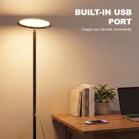 HOMCOM Uplighter Floor Lamp with Tuya App and Music Sync, Standing Lamp with Adjustable Head for Living Room Bedroom, Black(m-9)