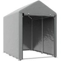 Outsunny Abrigo para Ferramentas Bicicletas e Motos 1,2x1,8x1,65 m Garagem Portátil com 2 Habitações Cinza Claro(m-1)