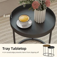 HOMCOM Set of Two Industrial Nesting Tables - Brown/Black(m-5)