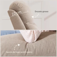 HOMCOM Poltrona Reclinável Manual com Tecido de Aspeto em Linho e Apoio para os Pés 85x93x105 cm Bege(m-6)