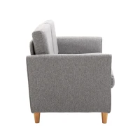 HOMCOM Canapea Doua Locuri cu Invelis in Lin Gri si Schelet in Lemn 141x70x78cm(m-13)