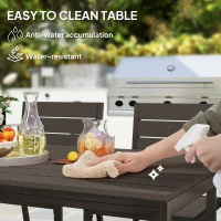 Outsunny 7 Piece Garden Furniture Set, 160 x 80 cm Rectangle Table and 6 Stackable Chairs Set, Outdoor Dining Set for Balcony, Deck, Dark Brown(m-7)