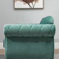 HOMCOM Canapea 2 locuri captusita invelita spuma de cauciuc picioare din lemn verde(m-12)