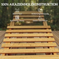 Outsunny Sonnenliege klappbare wetterfeste Gartenliege aus Holz mit Polsterung Kopfstütze Tragegriff 183 x 54 x 63 cm, Beige(m-4)
