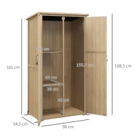 Outsunny Armadio da giardino casetta rimessa per attrezzi 90L x 54,5P x 161/168,5H cm 2 ripiani tetto bitumato impermeabile legno pino autoclave(m-3)