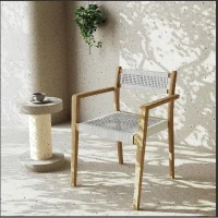 Lot de 2 fauteuils de jardin - ARAWA - Bois d'Acacia FSC - Empilable - Cordage tressé - 57 x 59 x 85 cm(m-2)