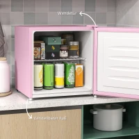 HOMCOM Tischgefrierschrank mit 35 Liter Kapazität, kleiner Gefrierschrank mit umkehrbarer Tür, Rosa(m-6)