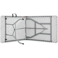 Table de réception pliante - TERRANOVA - Blanche - Structure acier et Plateau en Polyéthylene PEHD - 8 personnes - 180x74xH73,5 cm(m-4)