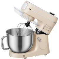 HOMCOM Stand Mixer, 6L 1400W Tilt-Head Food Mixer with 11 Speeds, Pulse & Fermentation Function, LED Display, Cream(m-11)