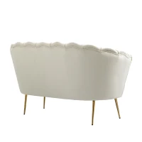 Homcom Canapea Vintage 130×77×77 cm – 2 Locuri, Catifea Crem, Stil Chic(m-16)