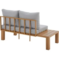 Salon de jardin canapé d'angle SANA - Aluminium effet bois - 4 personnes - Gris perle(m-4)