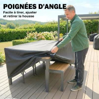 Outsunny Housse Salon de Jardin Extérieure Imperméable 420D Tissu Oxford, avec Évent et Sac de Rangement, 180x120x74cm, Noir(m-7)