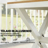 Outsunny Set da Pranzo Esterno 7 Pezzi con Tavolo e 6 Sedie Impilabili con Braccioli in Alluminio, Teak(m-4)