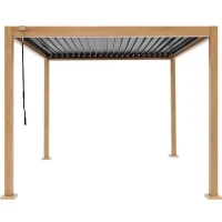 Pergola bioclimatique GAYA - Structure en aluminium et en acier - l300 x P300 x H240 cm - Aspect Bois(m-1)