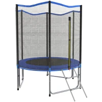 SPORTNOW Trampolino da Giardino con Rete di Protezione e Scala, Ø183 cm, Blu(m-10)