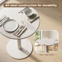 HOMCOM Ronde Keukentafel voor 2 Personen met Stalen Frame, Ruimtebesparend, Ø60 x 72 cm, Beige(m-5)