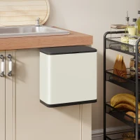 HOMCOM 8L Hanging Kitchen Bin, Rubbish bin with Lid and Removable Inner Bucket for Kitchen Cabinet Door, Under Sink, Office(m-10)