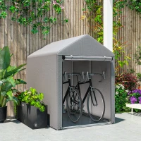 Outsunny Abrigo para Ferramentas Bicicletas e Motos 1,2x1,8x1,65 m Garagem Portátil com 2 Habitações Cinza Claro(m-7)