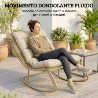 Outsunny Sedia Dondolo Esterno, Seduta 63 cm, Cuscino incluso, Colore Khaki.(m-4)