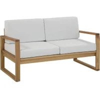 Salon de jardin en bois d'Acacia FSC - PALAWAN - 4 personnes - Coussins gris perle(m-3)