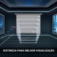 HOMCOM Tela de Projeção Manual 120 Polegadas Ecrã de Projeção Formato 4:3/16:9 para Interior e Exterior Cinema em Casa Escritório Pátio Branco(m-7)