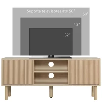 HOMCOM Móvel de TV para Televisão até 50 Polegadas com Portas de Correr Prateleiras Abertas e Orifícios para Cabos 115x40x49 cm Madeira(m-4)