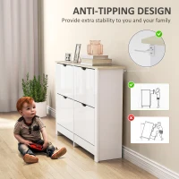 HOMCOM Slim Shoe Cabinet, Narrow Shoe Cupboard with 4 Flip Drawers, Adjustable Shelves for 16 Pairs of Shoes, White(m-7)