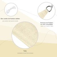 Outsunny Voile d'ombrage Triangulaire Grande Taille 4 x 4 x 4 m polyéthylène Haute densité résistant aux UV crème(m-5)