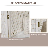 HOMCOM Parawan 4-częściowy 181 x 180 cm, Składany, z 2 półkami wykonany z drewna sosnowego i bambusa, do sypialni, biały(m-5)