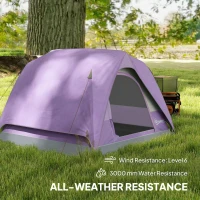 Outsunny 3-4 Person Camping Tent, Easy Set Up 3-4 Man Tent w/ Sewn-in Groundsheet, Waterproof Dome Tent w/ Mesh Windows(m-5)