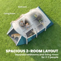 Outsunny Inflatable Camping Tent w/ Air Pump, Easy Setup 2-3 Person Blow Up Tent, Green(m-5)