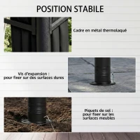 Outsunny Tonnelle de Jardin Extérieur Cadre de Toit Rétractable et Double Toit UV50+Imperméable 3x3m Gris Anthracite(m-5)