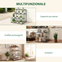 Outsunny Scaffale Porta Piante a 4 Livelli in Acciaio, 94x84x110 cm, Verde Scuro(m-6)