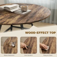HOMCOM Dining Table for 4 People, 100 cm Round Industrial Kitchen Table with Storage Shelf, Rustic Brown(m-6)