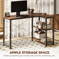 HOMCOM L Shaped Desk, Corner Computer Desk with Bookshelf for Home Office, Study Room, Workstation, 120 x 73.2 x 75cm, Rustic Brown(m-5)