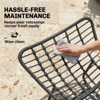 Outsunny Cadeira de Baloiço em Rattan com Almofada Macia para Jardim, Varanda, Cinza Escuro(m-5)