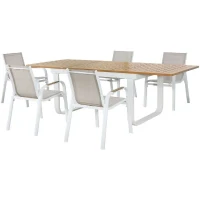 Ensemble repas de jardin - Table extensible 155/246 x 100 x 74 cm + 6 fauteuils - Aluminium - 6 personnes - VIANEA(m-3)