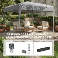 Outsunny Tenda Dobrável 3x3 m Tenda Pop-up de Jardim com Altura Ajustável e Saco de Transporte Tecido Oxford 210D Anti-UV Cinzento(m-5)