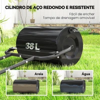 Outsunny Rolo para Relva Largura 58cm Ø32cm Rolo para Relvado 38L Preenchível de Areia ou Água com Guiador em U para Jardim Preto(m-4)