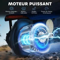 HOMCOM Trottinette électrique 120 W pliable pour enfant 7-14 ans 12 Km/h max. autonomie 10 Km max. bleu(m-5)