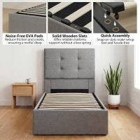 HOMCOM 3ft Single Ottoman Bed with Gas Lift Storage - Grey(m-7)