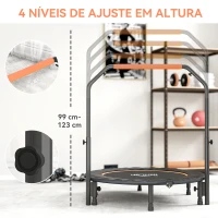 HOMCOM Trampolim Fitness Ø114 Trampolim Dobrável com Pega Ajustável em 4 Níveis Estrutura de Aço Preto e Laranja(m-4)