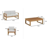 Salon de jardin en bois d'Acacia FSC - PALAWAN - 4 personnes - Coussins gris perle(m-6)