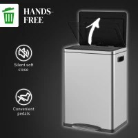 Kosz na śmieci 40L, pedał, 2 wkłady, srebrny kolor(m-5)