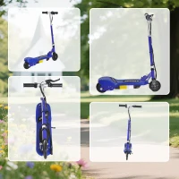 HOMCOM Folding Electric Kids Scooter Ride on Age 7-14, Blue(m-9)