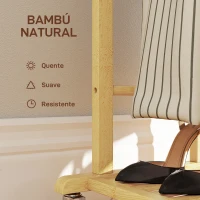 HOMCOM Cabide de Pé de Bambu com Rodas Cabide para Roupas com Barras para Calças e Prateleira Inferior para Sapatos Estilo Nórdico 47x33,7x105,5 cm Madeira e Branco(m-6)
