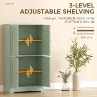 HOMCOM 4-Door Kitchen Storage Cabinet with Adjustable Shelves - Green(m-6)